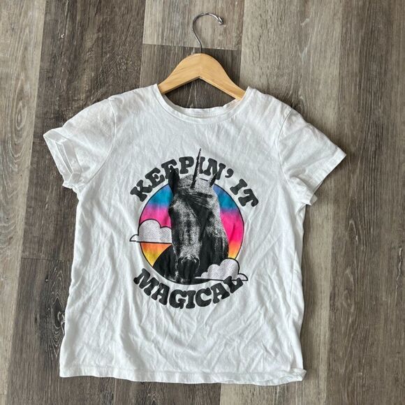 Old Navy Kids White Short Sleeve T-Shirt Keepin It Magical Unicorn Graphic Tee - Picture 3 of 13